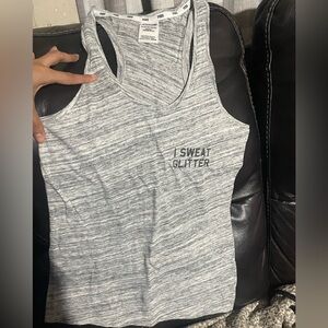 PINK Victoria's Secret Gray Tank Top - I Sweat Glitter